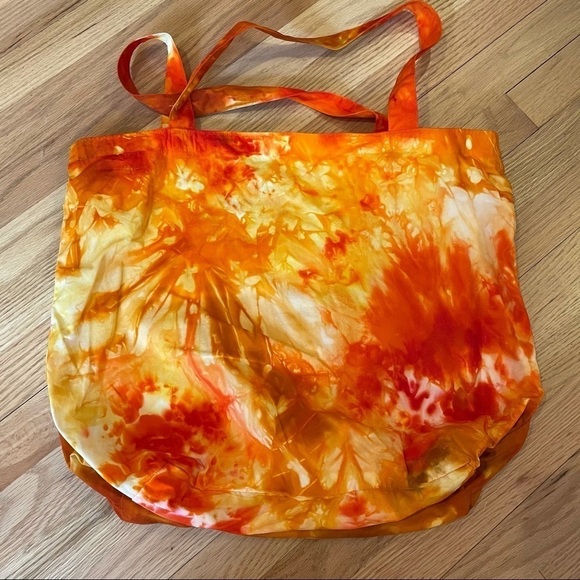 Tie dye XL tote environmental reusable bag orange gold fire lava galaxy - Picture 8 of 8